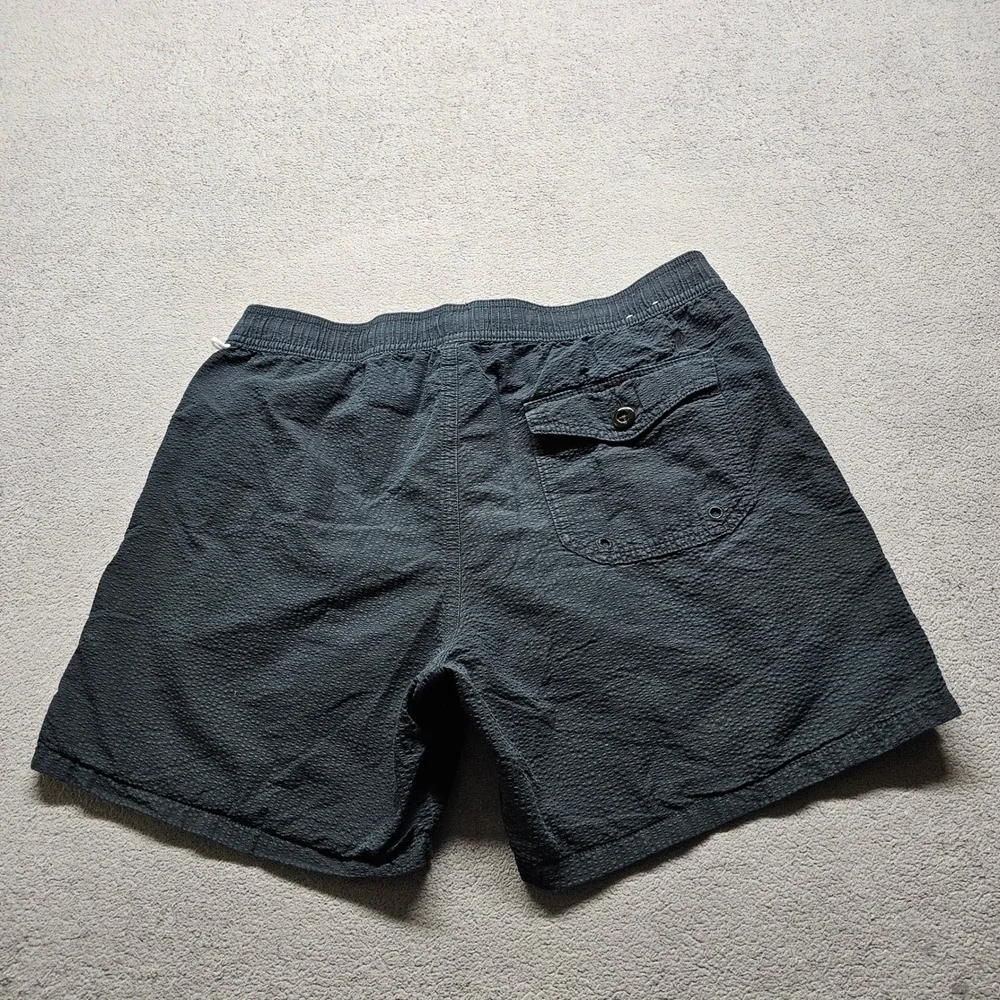 J.Crew Seersucker Swim Trunks Mens M Navy Blue Original Swimwear Shorts 6in